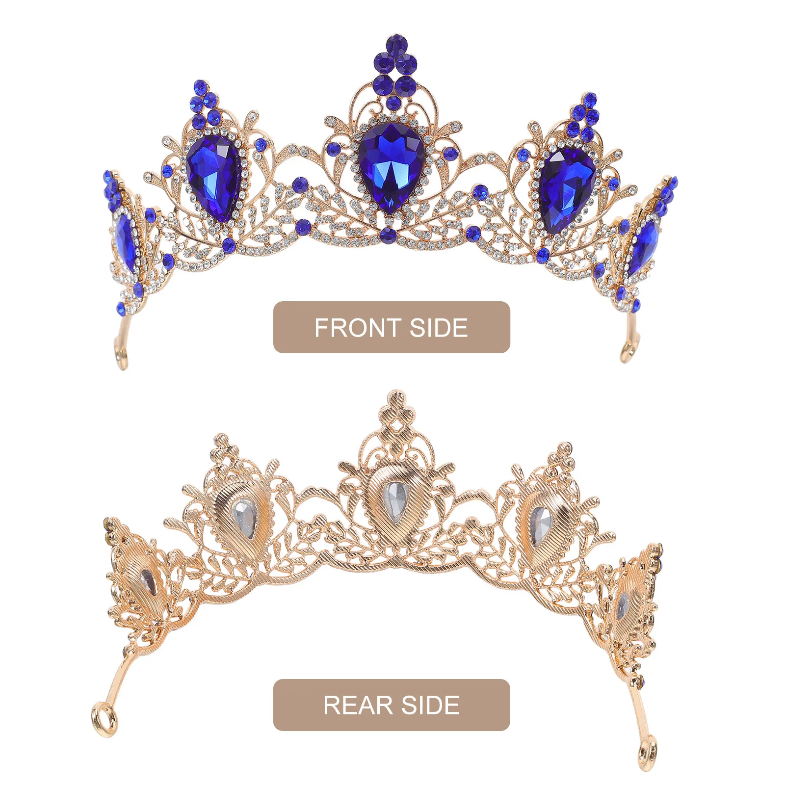1 Piece Vintage Crown Hair Accessory for Women Wedding Bridal Party Prom Evening Dress Decor Romantic Elegant Headpiece Jewelry view 5