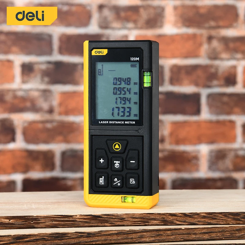 Deli Laser Distance Measure, 120m Maximum Measurement, 30 Sets of Numbers Storage, Data Accuracy Up To 3mm