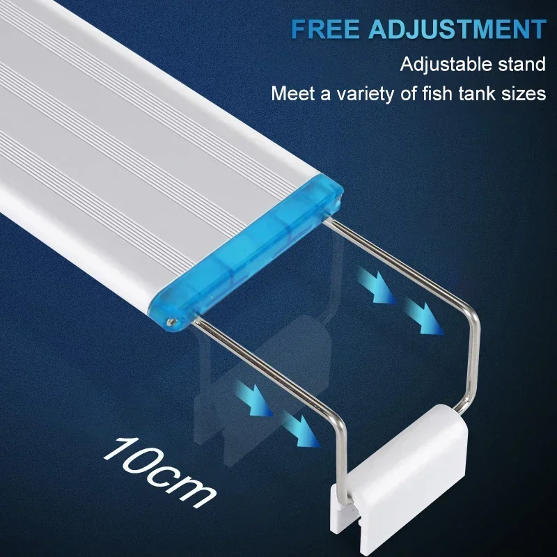 Super Slim LED Aquarium Lighting Rgb Aquatic Plant Light 18-58CM Extensible Waterproof Clip for Fish Tank 90-260V Color Lights