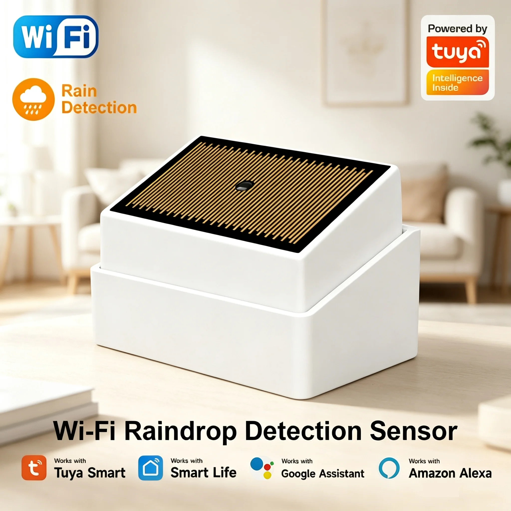 

Tuya Wifi Smart Rain Detection Sensor Water Leakage Flood Detector IPX4 Waterproof Outdoor Battery Powered Smart Life App Contro