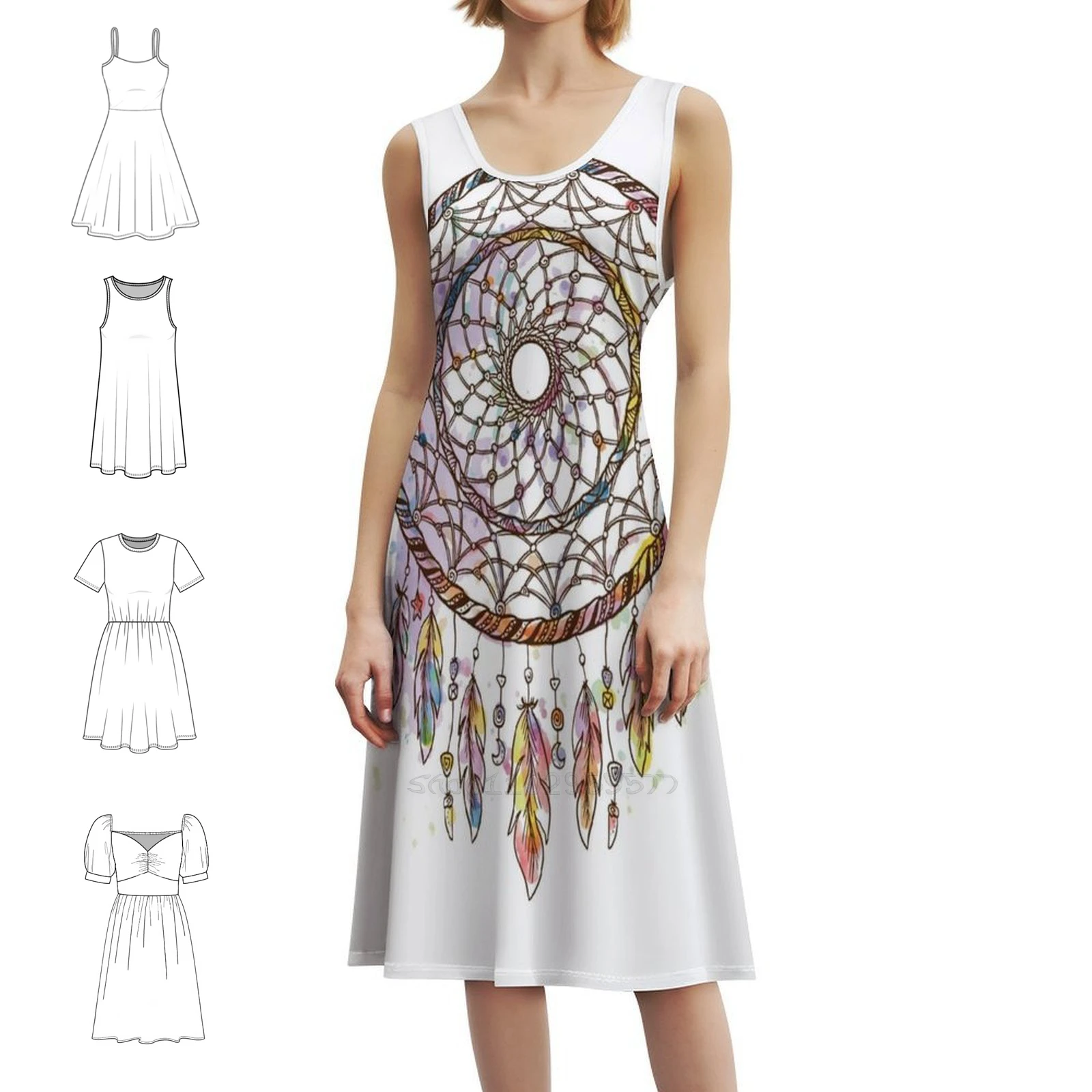 

Сине-розовое, желтое и оранжевое платье «Ловец снов» в корейском стиле для женщин, элегантное повседневное платье для вечеринки или повседневного использования