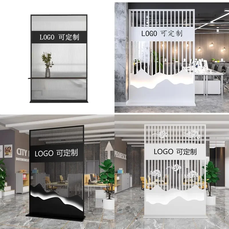 Modern Wrought Iron Partition Screen Simple Entrance Divider Office Decor Background Wall Fence for Restaurant Company Image