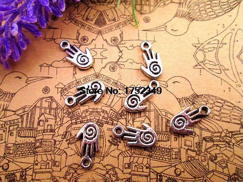 

200PCS - Reiki Hand Antique Tibetan Silver Healing Hand Charms Pendants 15x8mm