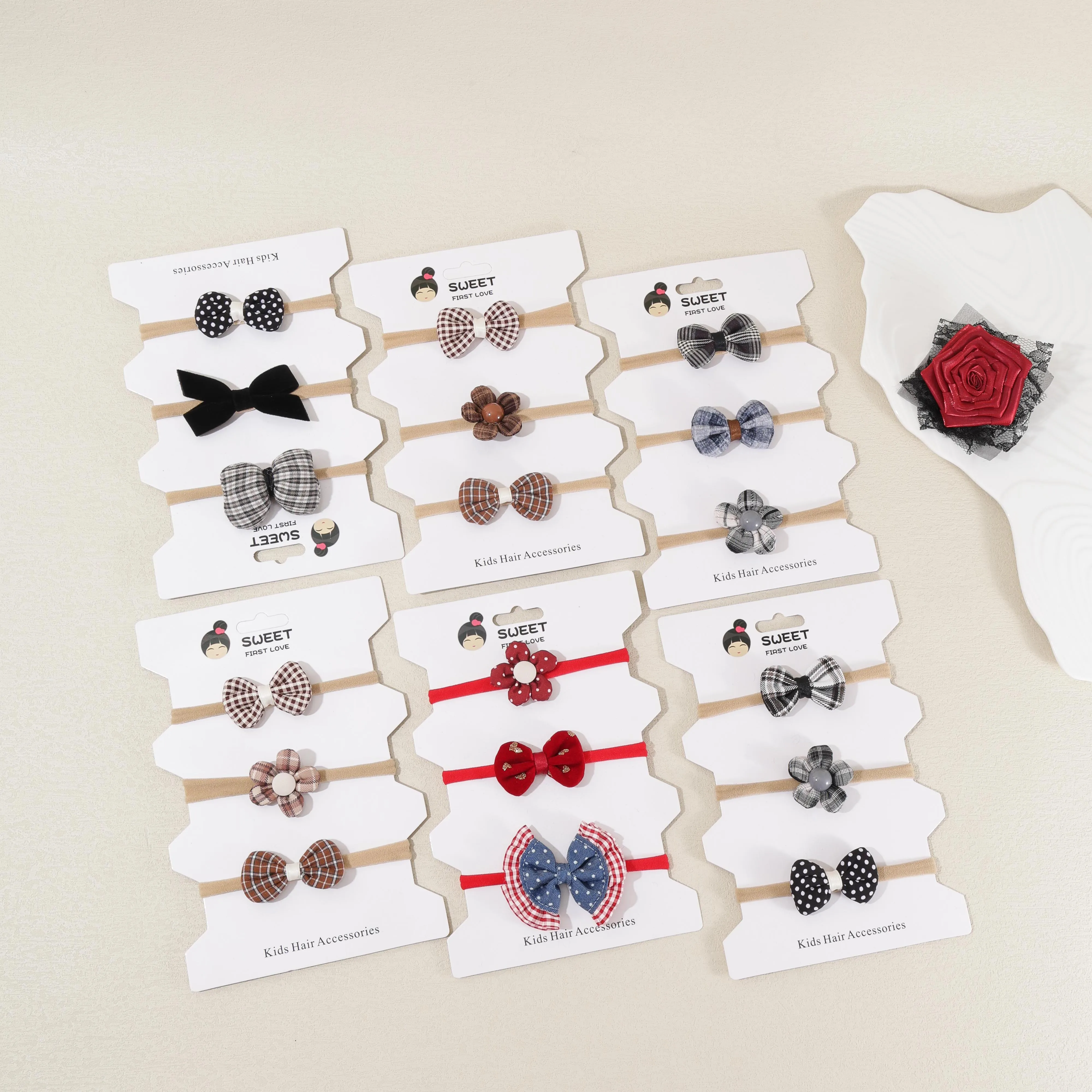 

Набор из 3 шт. детских повязок на голову с бантиками, милые эластичные резинки для волос для новорожденных девочек, мягкие нейлоновые повязки, аксессуары для волос для младенцев и малышей