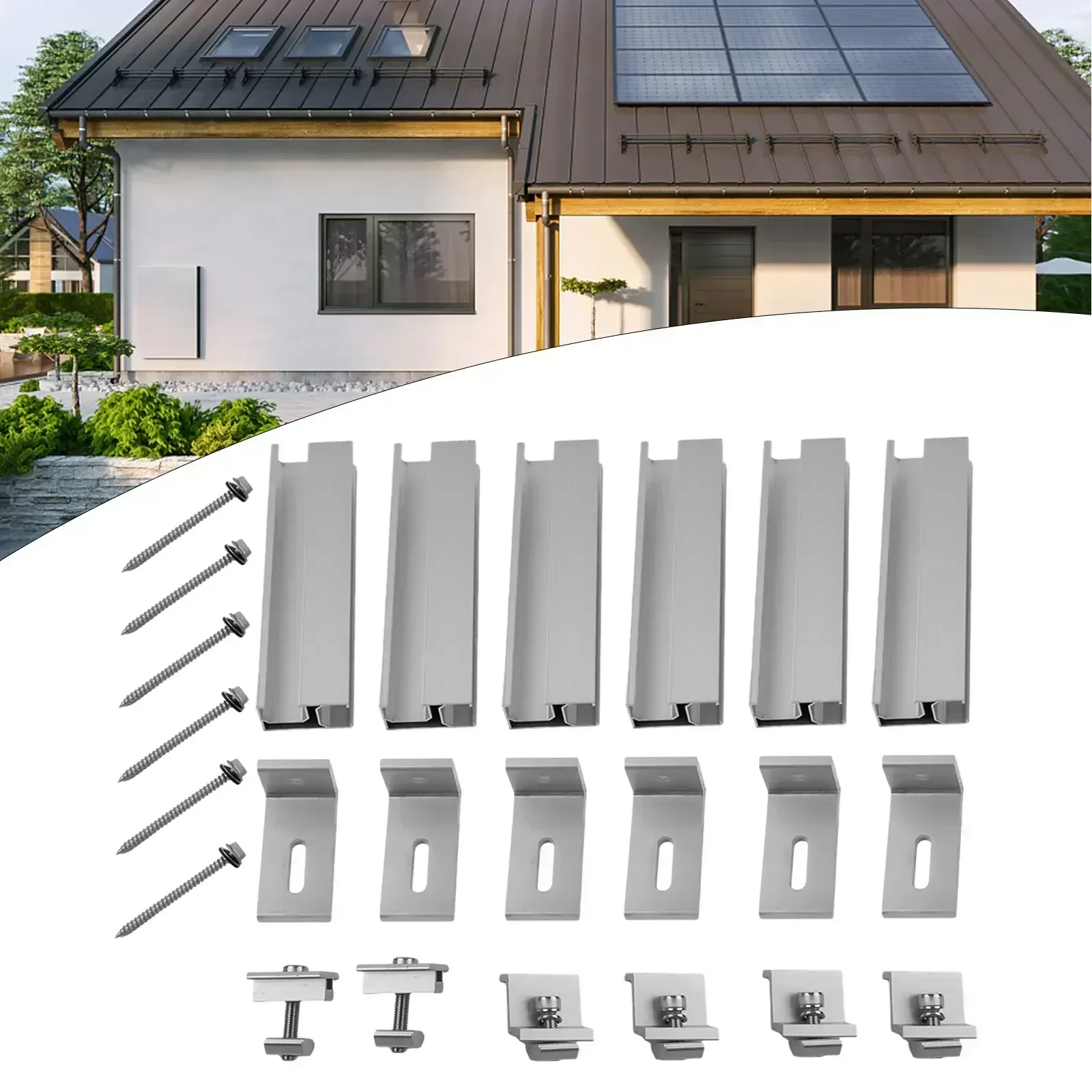 Solar Panel Mount Bracket Kit AL6005-T5 Aluminum Alloy Bracket Rail End Clamp For Flat Roof Metal Roof