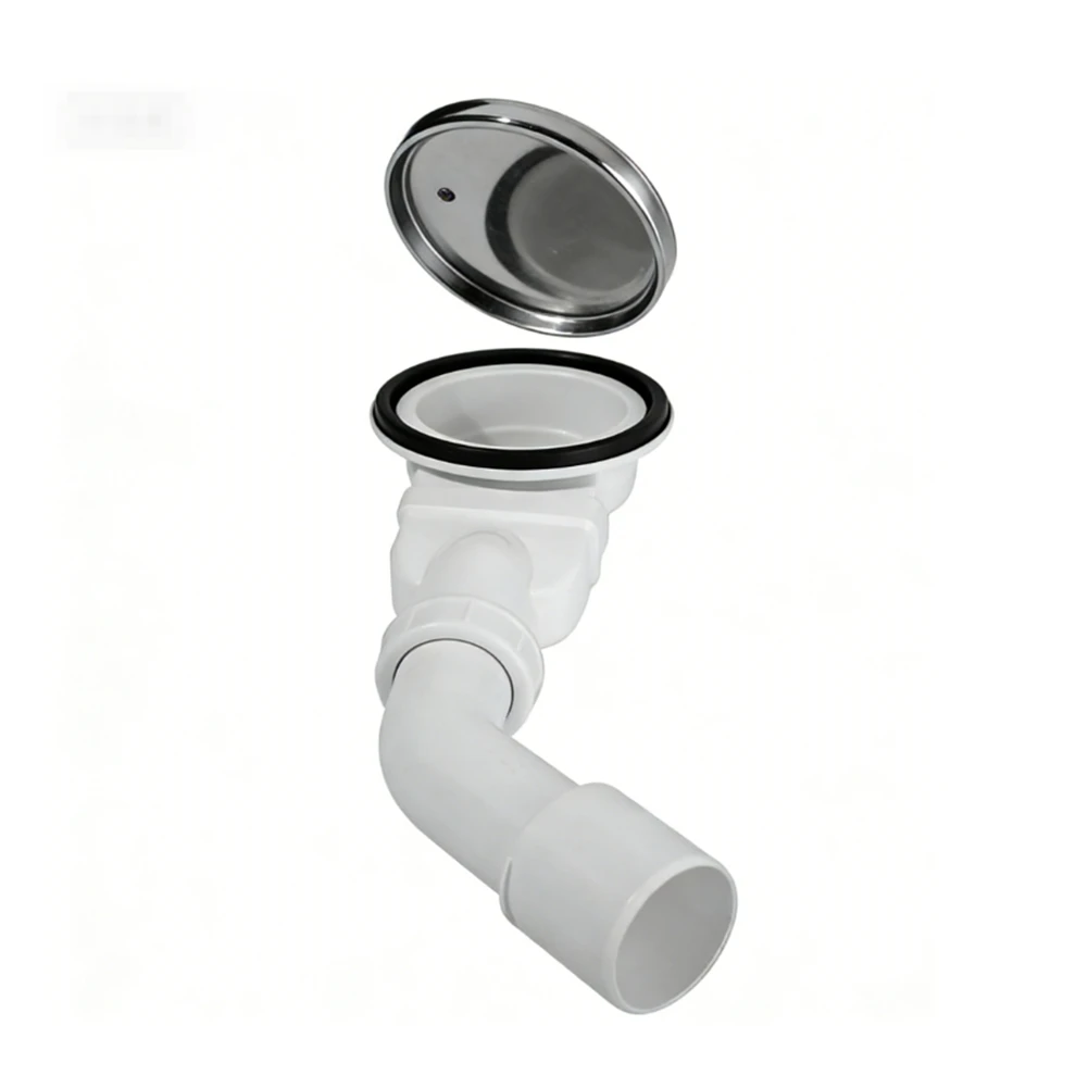 Bathtub drain silver panel with hair filter ABS basin drain pipe efficient deodorization and clog prevention system