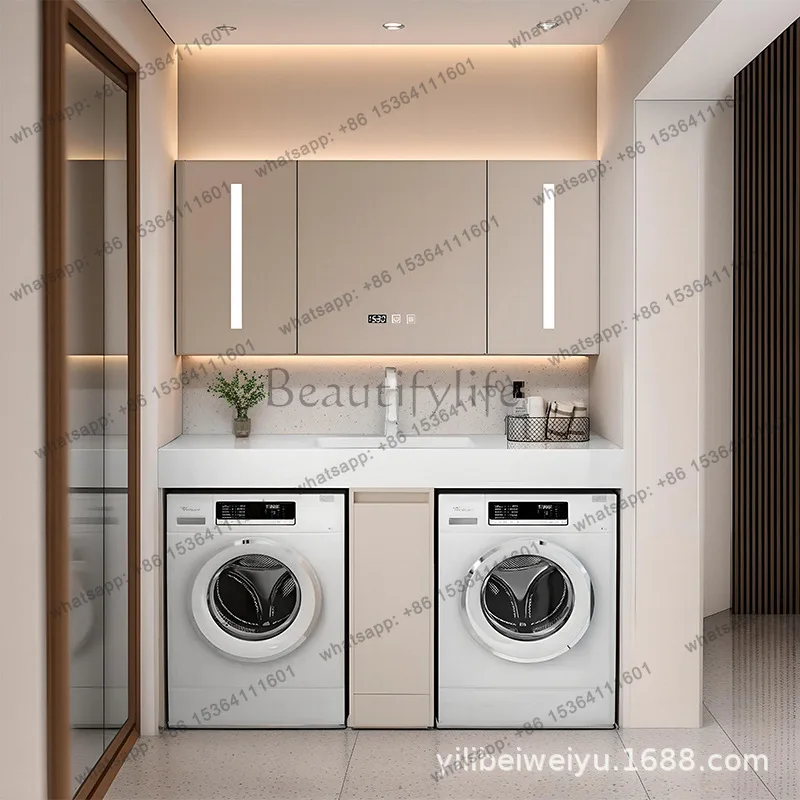 Bathroom Washer Dryer Integrated Cabinet Slate Washing Table Combination