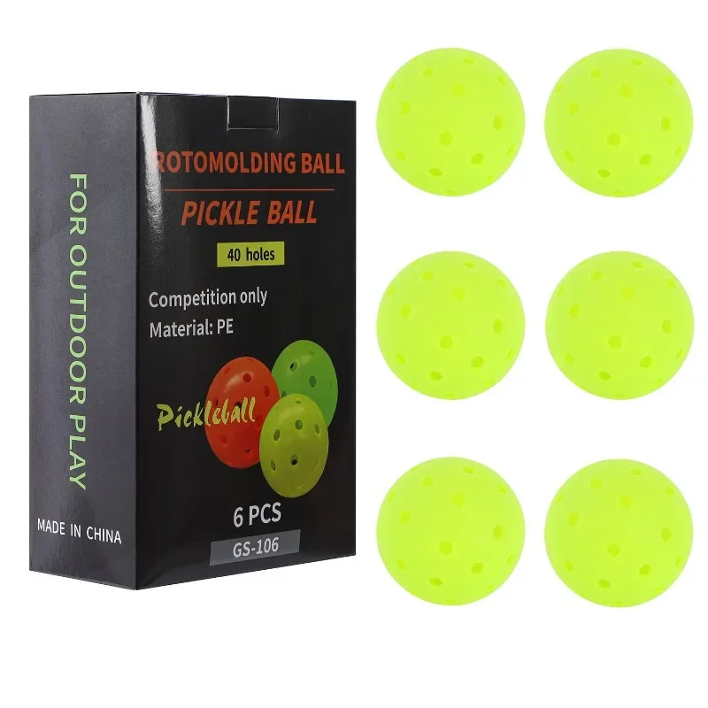 

ZOCO Pickleball 74MM Durable 40 Holes Outdoor 6Pcs Pickleballs Rolling Plastic Ball Outdoor for Competition Pickleball Color Box