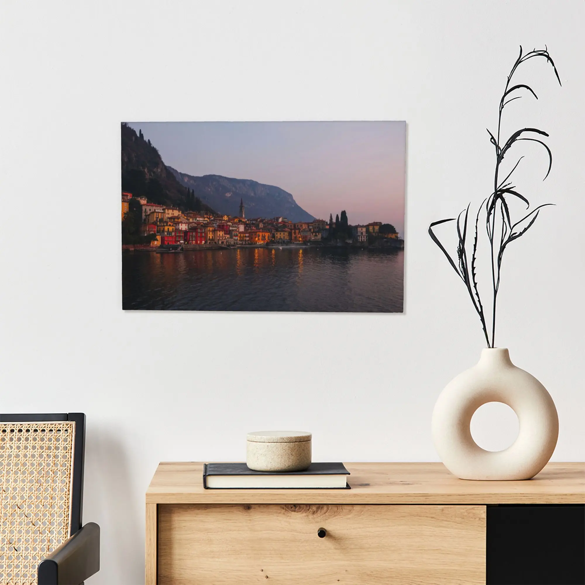 البحر الأبيض المتوسط نمط إيطاليا بحيرة كومو المناظر الطبيعية الخلابة المشهد ليكسايد العائمة مؤطرة قماش ملصق جدار ديكور #2