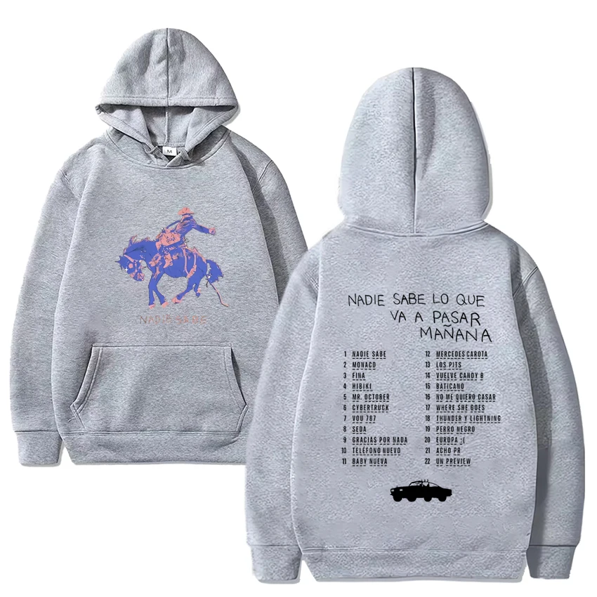 Sweat à capuche imprimé Bad Bunny pour hommes et femmes, pulls à manches longues, sweat-shirt vintage, sweat-shirt décontracté unisexe, Smile, Most Wanted Tour, 2024 Nouveau