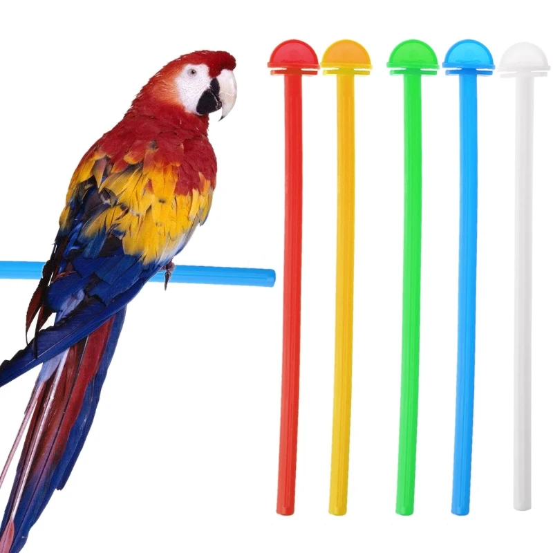 Plastics Birdcage Perch 5 Pack Parrot Bird Standing Stick Grinding Claw Bar for Small Bird Easy to Install Random Colors