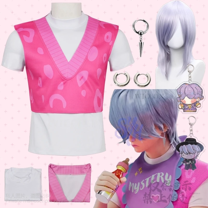 

Mystery Saja Boys Косплей Фильм Kpop Демон Аниме Сода Поп Костюм Розовый Kawaii Idol Deep V Сексуальный вязаный кардиган без рукавов 코스프레