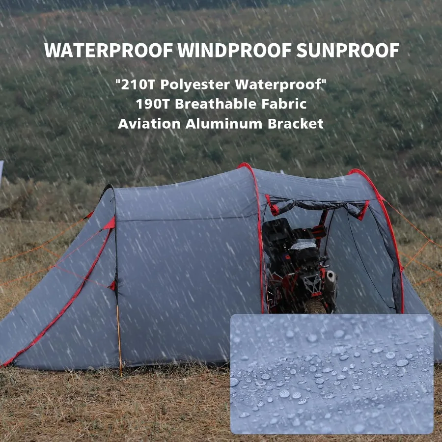 2 شخص التخييم خيمة خيمة دراجة نارية مقاوم للماء الأسرة الخيام دراجة نارية تخزين المأوى لحقيبة الظهر المشي لمسافات طويلة #4