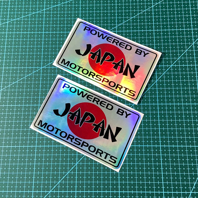 

Декоративные наклейки на окна автомобиля и топливные баки мотоциклов, водонепроницаемые солнцезащитные виниловые наклейки POWERED BY JAPAN JDM, мотоциклетные наклейки, радужный лазерный эффект