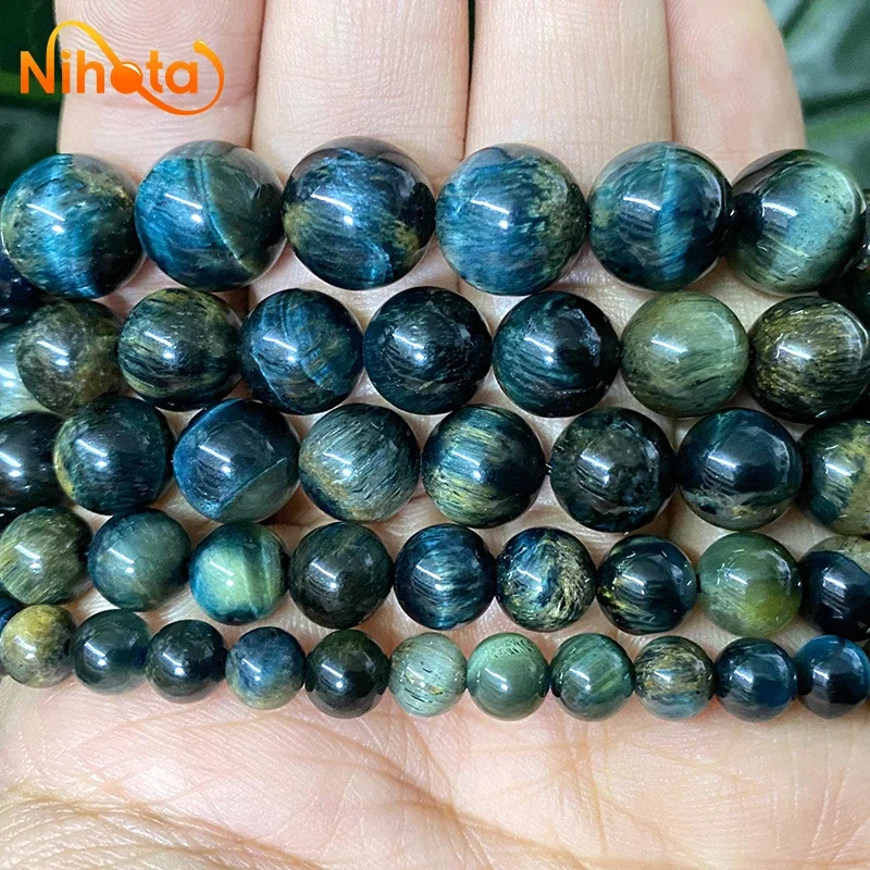 Natural Stone Multicolor Gray Blue Tiger Eye Stone Round Loose Beads 6/8/10mm Bracelets Ear Studs DIY for Jewelry Making 15\