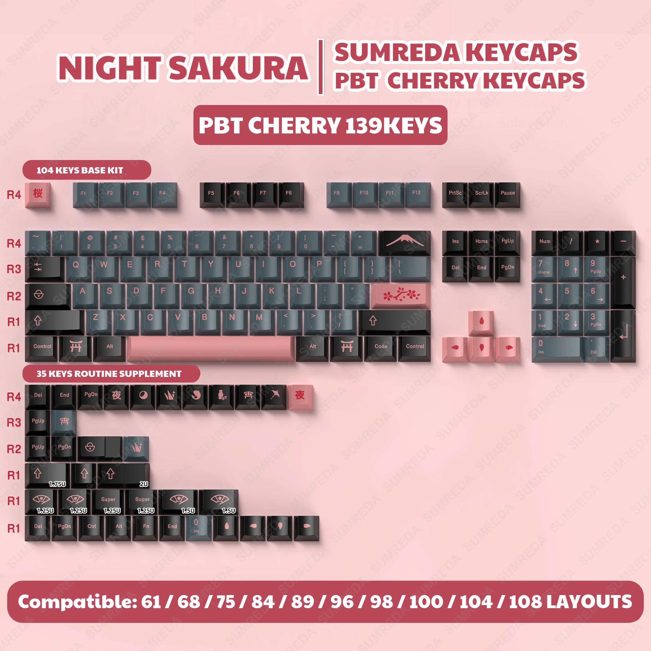 

LEOBOG Hi8 Hi75 Galaxy80 Keycaps Portuguese Korean Russian Spanish Keycaps PBT Cherry Profile Keycaps For WOB RAINY75 Keyboard