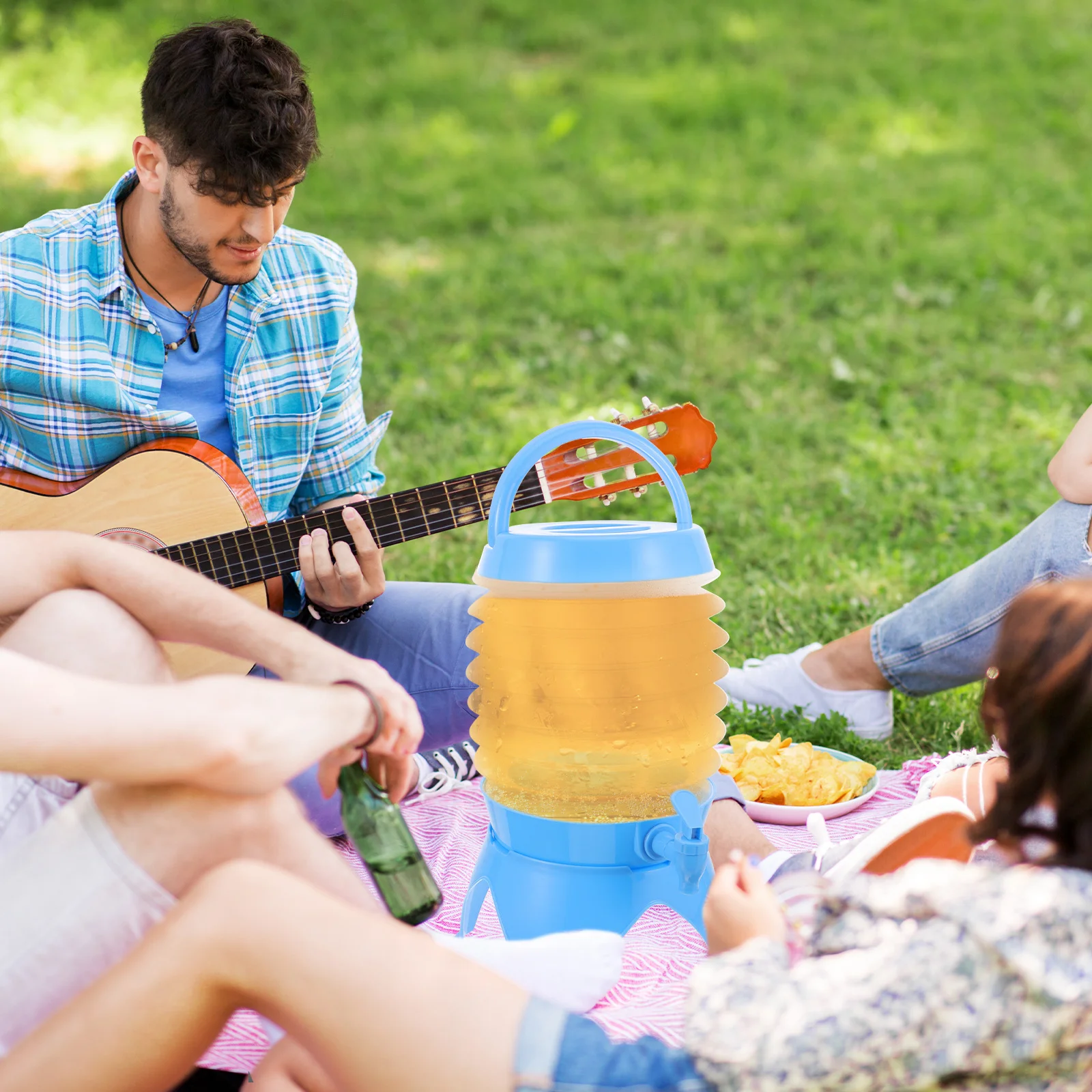 

5л складной диспенсер для воды портативный контейнер для напитков для кемпинга, пешего туризма, путешествий, уличный герметичный компактный водонепроницаемый для хранения