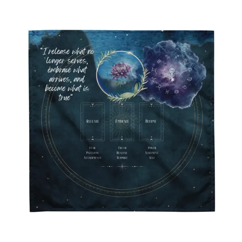 3 Card Spread Tarot Cloth Altar Cloth Release Embrace Become Divination Mat Spiritual Healing Witchcraft Tablecloth