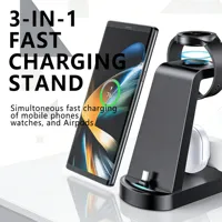 15W Fast Charging Stand 3 IN 1 Charger For Samsung S25 S24 S23 Ultra S22 S20 S21 Wireless Charge Galaxy 5 4 3 Active 2 Watch