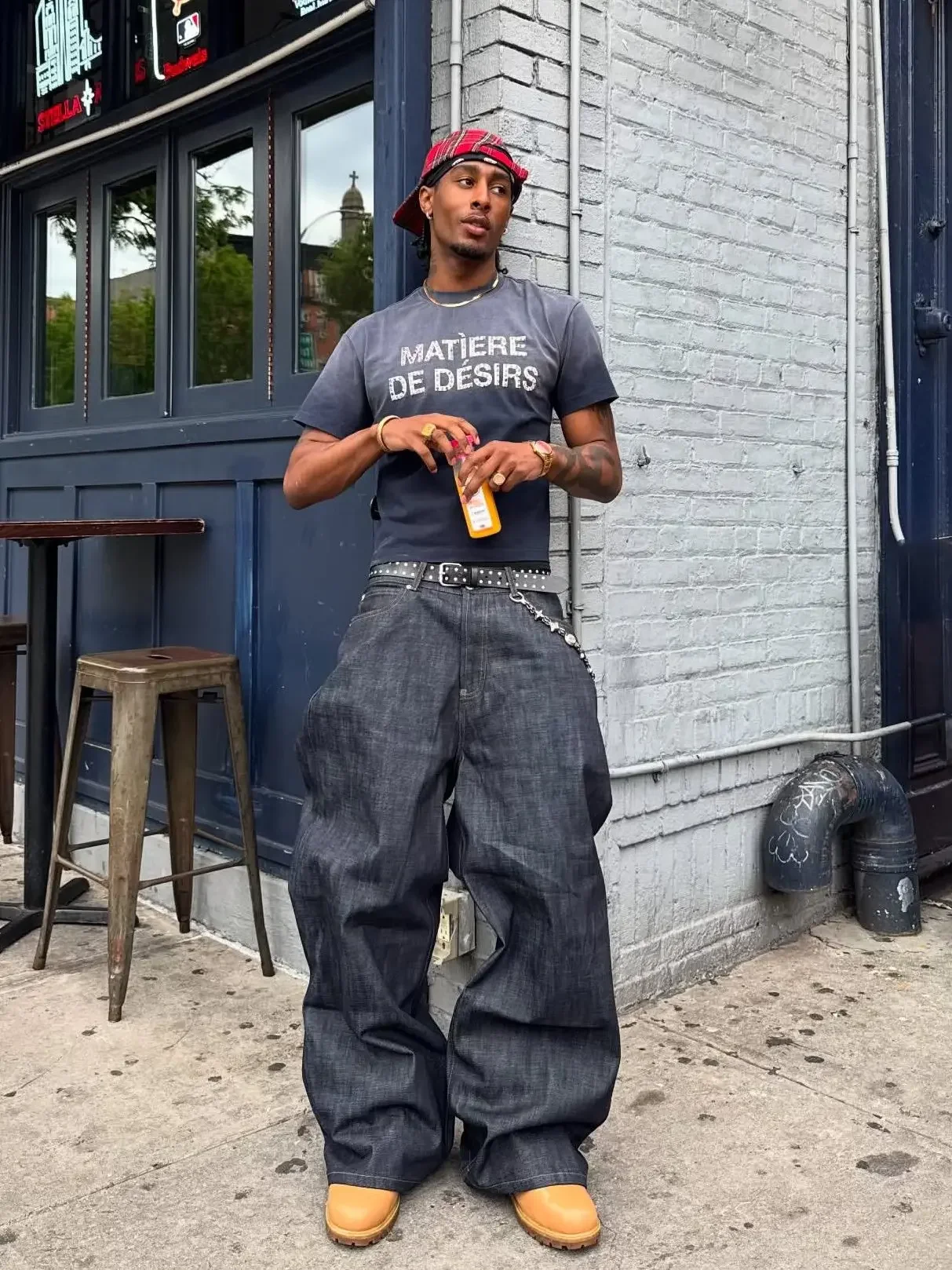

American retro nofaith red edge red ear loose scimitar original cow jeans
