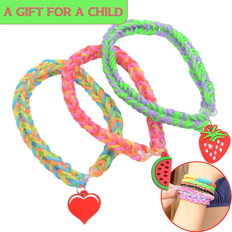 Buntes Loom Bands Set Bonbonfarben Armband-Bastelset DIY Gummiband Gewebtes Armband-Set Mädchen Bastelspielzeug Geschenke