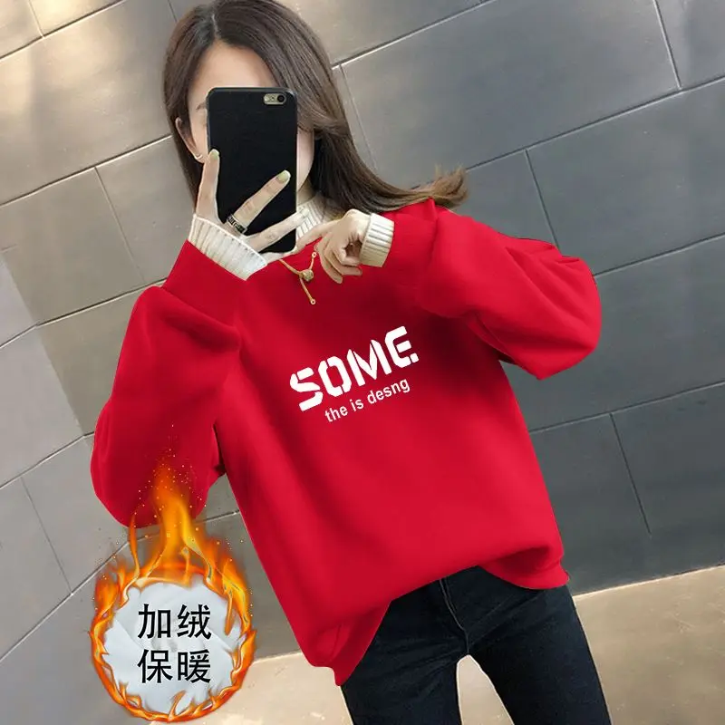 Autumn and Winter Women\'s Half High Collar Long Sleeve Fake Two Pieces Loose Pullers Fashion Casual All-match Office Lady Tops