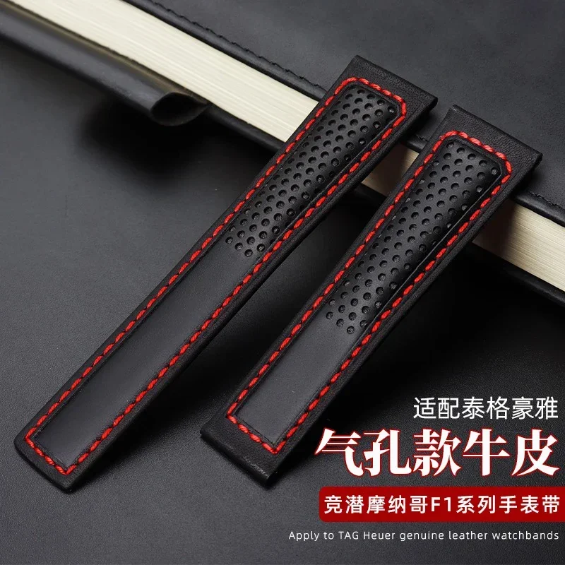 Soft Genuine Leather Watch Strap For Tag Heuer Carrera diving Monaco F1 Series Breathable Watch Chain Men Watchband 22mm