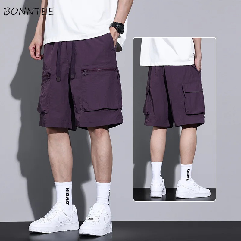 

Cargo Shorts Men Summer Loose Vintage Quick Drying Multi-pockets Personality Joggers Streetwear Simple Handsome All-match Trendy