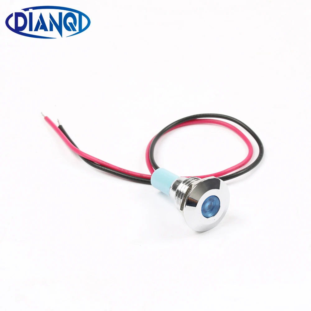 

LED Metal Indicator light 10mm waterproof Signal lamp with wire 6V 12V 24V 110V 220v red yellow blue green white 10ZSD.X