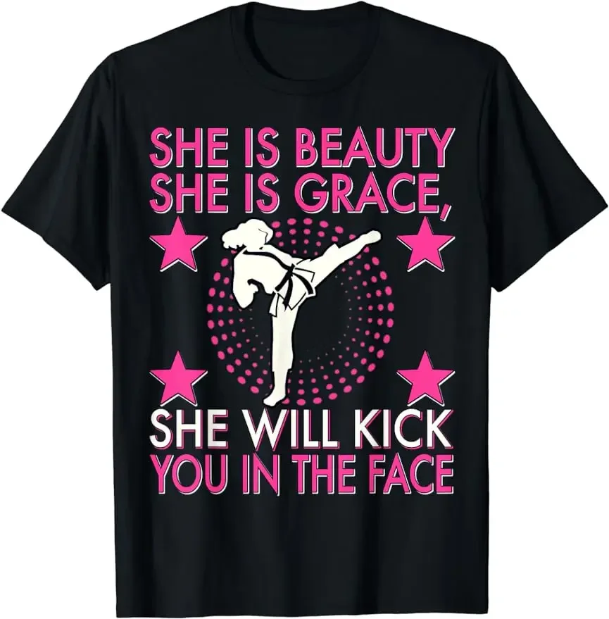 Karate Taekwondo Girl Women Karate Kick T-Shirt Unisex Style Shirts for Women Men Classic Short-sleev TShirts  Women Clothes