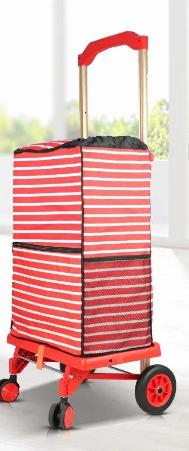 

For silent and wear-resistant small cart, aluminum alloy pull rod for shopping, folding, handling, hand pulled cart