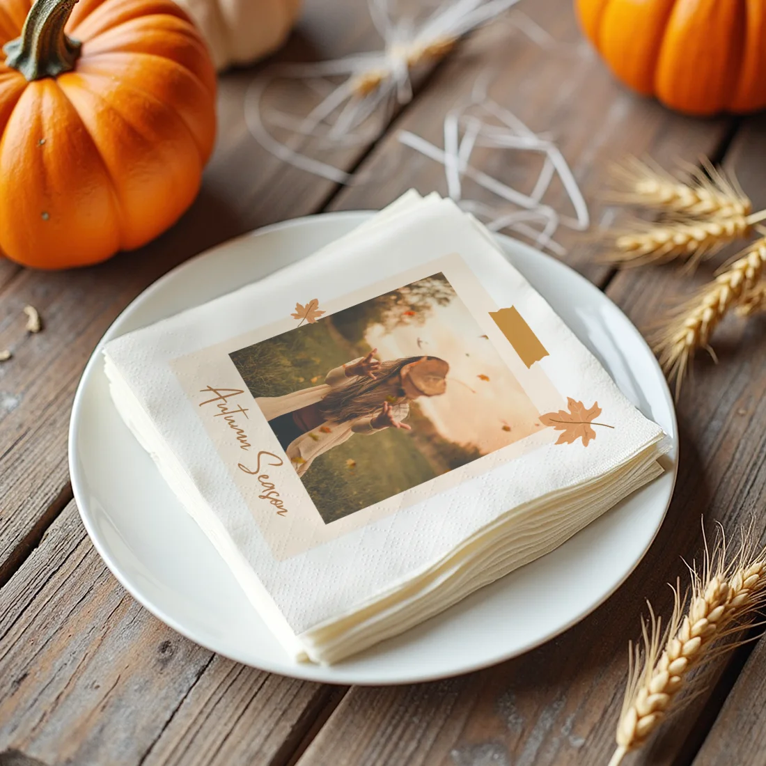 Personalized Paper Napkins for Autumn Custom Napkins of Your Photo Disposable Napkins for Welcome Autumn Party Baptism
