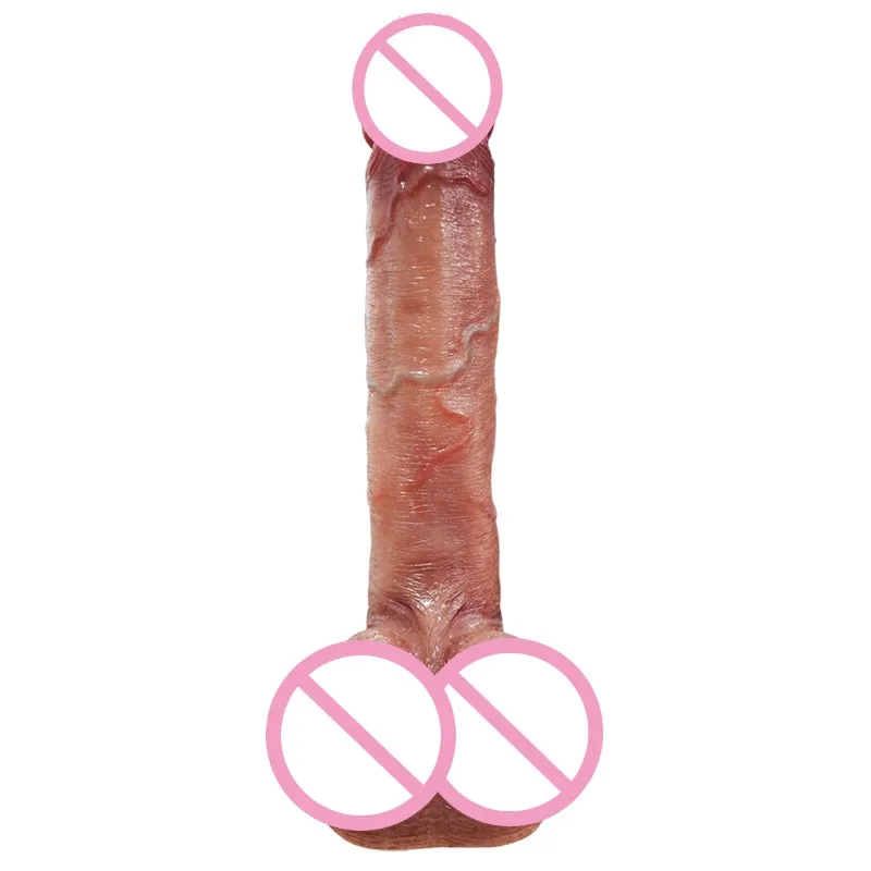 VaHp Moving Foreskin Testicles Filled Liquid Silicone Female Masturbator Sex Toys For Girl Women Penis phallus Dildo Suction Cup