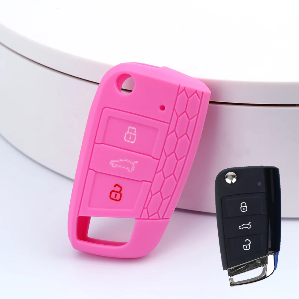 1 قطعة غطاء مفتاح السيارة سيليكون لشركة فولكس فاجن بولو جولف 7 السابع GTI GTD GTE R