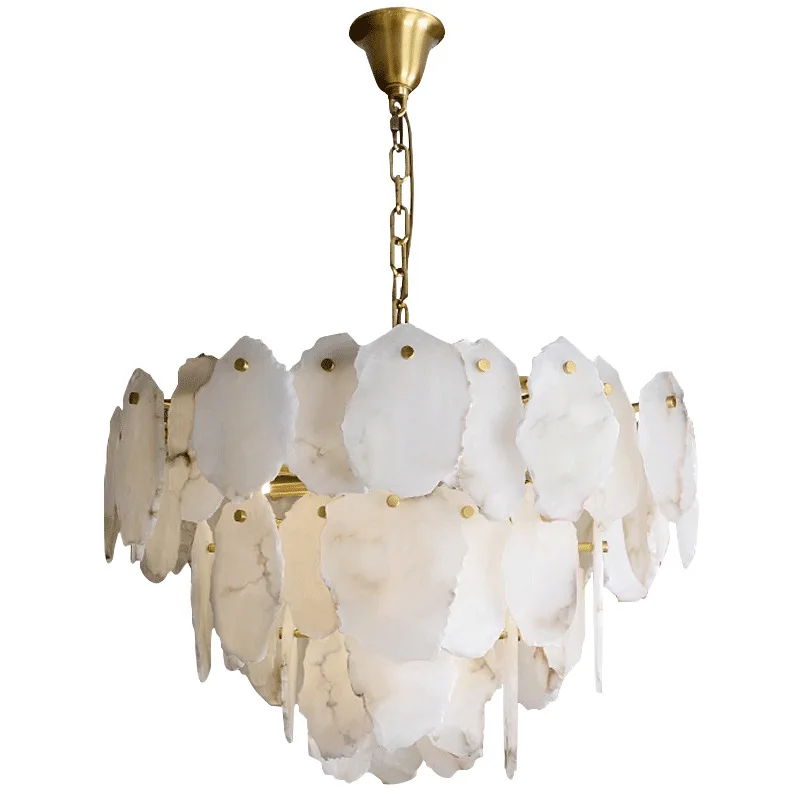 

Postmodern light luxury, all copper, marble chandelier, living room, dining room