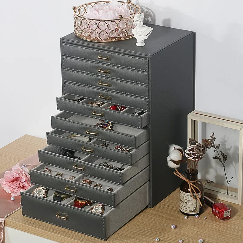 Big Size Jewelry Box Drawer Ring Necklace Earrings Jewelry Boxes Organizer Bangles Tray Display Accessories Separator Storage