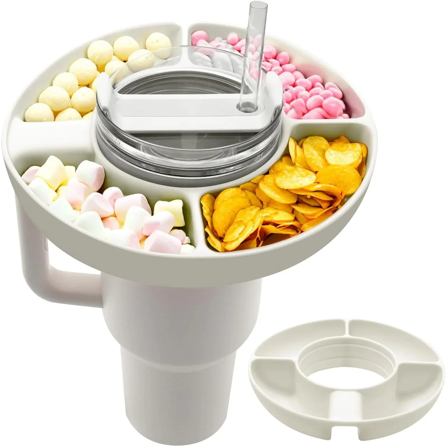 

CANBOUN Snack Bowl For Stanley Cup Silicone Snack Tray Compatible With Stanley Cup Quencher 1.0/2.0 40oz Tumbler With Handle
