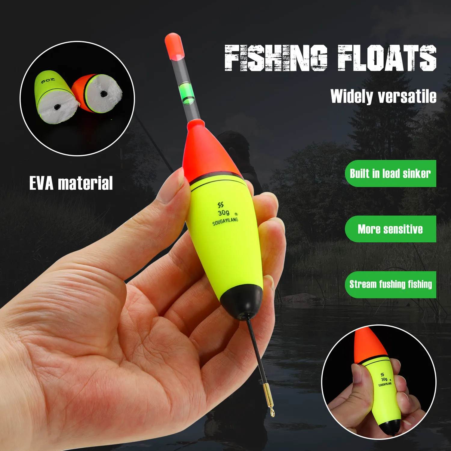 Sougayilang Flotador EVA con caña fluorescente – Alta sensibilidad - imagen 5
