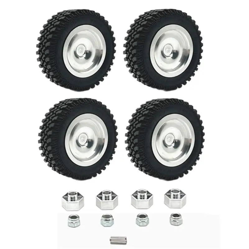 4Pcs RC Car Wheels and Tires with Hex Connectors RC Crawler Car Tires RC Part