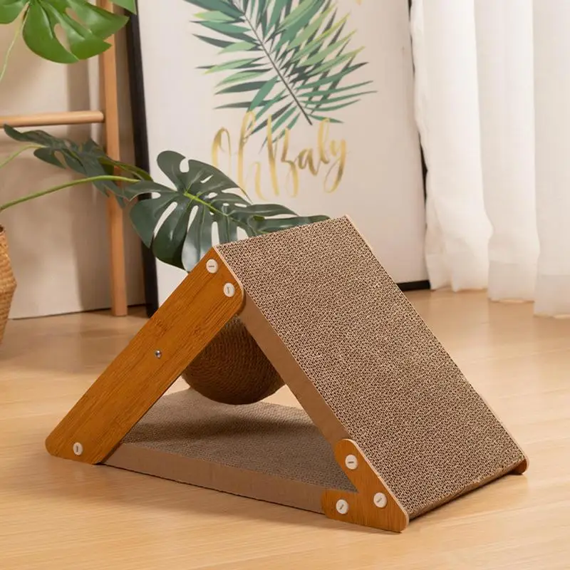 Cat Scratching Board Triangle Cat Standing Scratcher Vertical Cat Scratcher Ramp Interactive Cat Corrugate Scratcher With Sisal