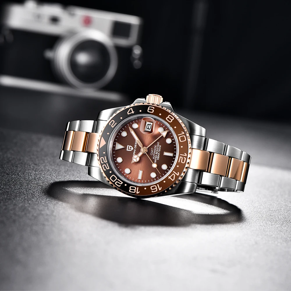 جديد PAGANI DESIGN PD-1662 الفاخرة GMT الرجال الميكانيكية ساعة اليد الياقوت الزجاج الفولاذ المقاوم للصدأ 100 متر مقاوم للماء ساعات أوتوماتيكية #4