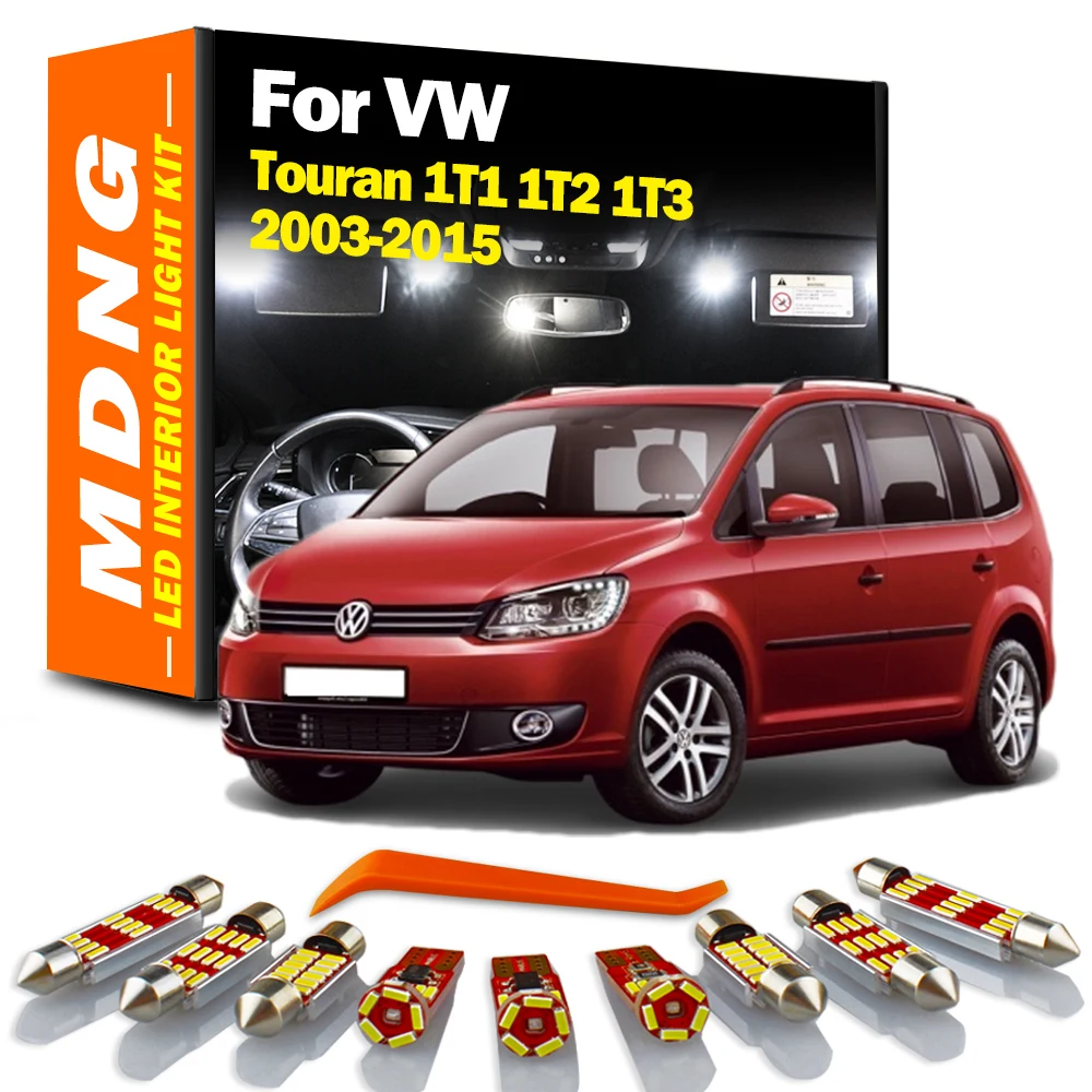 MDNG Canbus Akcesoria samochodowe do Volkswagena VW Touran 1T1 1T2 1T3 2003-2013 2014 2015 Żarówki LED Wewnętrzna mapa Kopuła Zestaw oświetlenia bagażnika