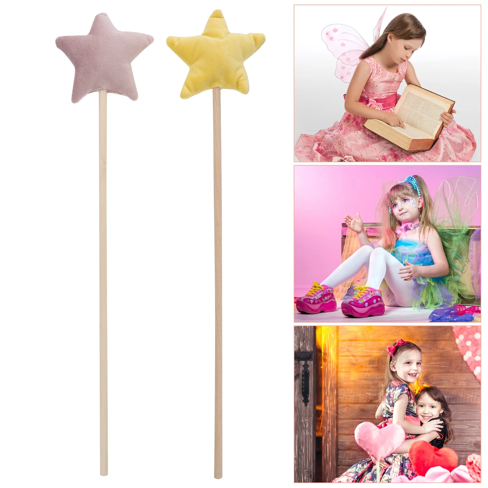 

2Pcs Star Shaped Fairy Wand Decorative Magical Stick Birthday Party Cosplay Props Angel Fairy Accessory Decorative Wand