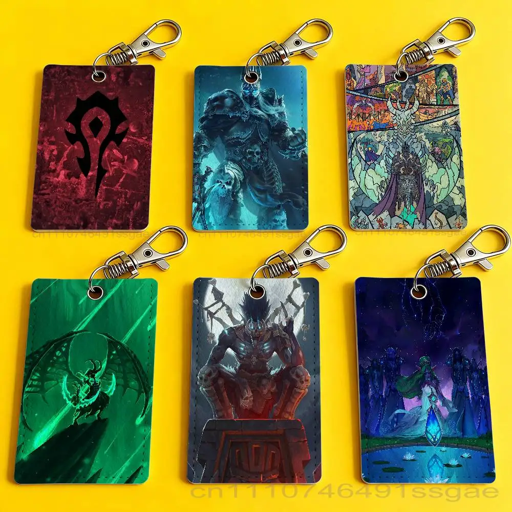 

W-World of W-Warcraft Card Holder Men And Womenn Universal Antirust Keychain Learther Access Drop Key Tag Ring
