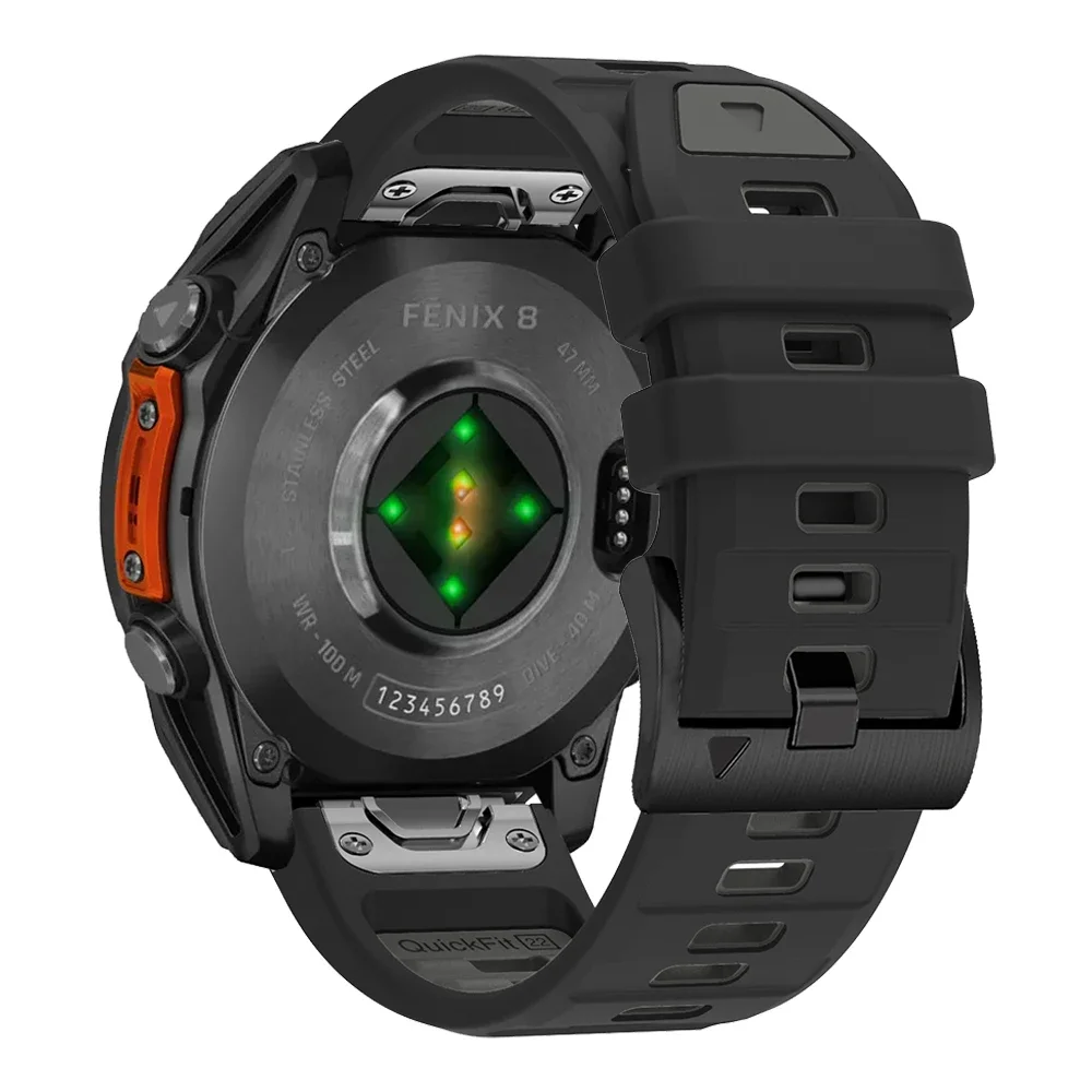 สายนาฬิกา QuickFit ขนาด 22 มม. 26 มม. สำหรับ Garmin Fenix8, Fenix E 8 47 มม. 51 มม., 7, 7X, 6, 6X/Epix Pro/Enduro 3 สายซิลิโคนสองสี