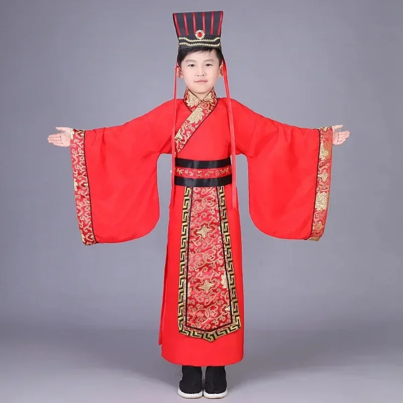 Костюм для косплея, черные костюмы Hanfu для мальчиков, древняя детская одежда, одежда для выступлений, красные детские комплекты, сценический комплект для мальчиков-подростков