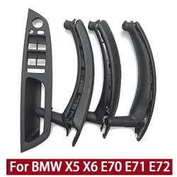 LHD Upgraded Interior Door Handle with Leather Cover Assembly Full Set For BMW X5 X6 E70 E71 E72 2007-2014