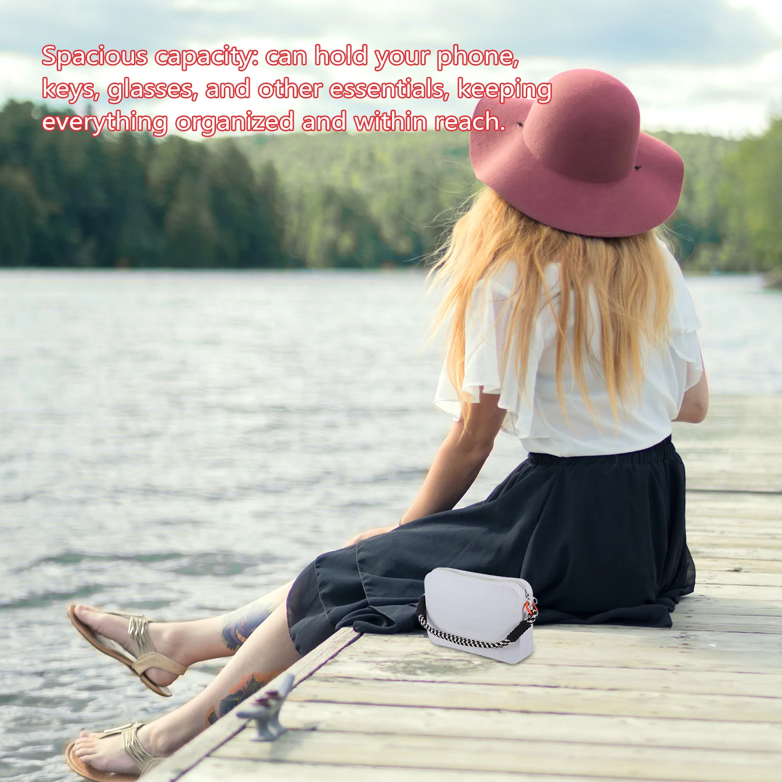 

1PC Beach Bag ganizer Lightweight Spacious Tote Travel Makeup Pouch Toiletries Glasses Key Holder Stylish Accessories