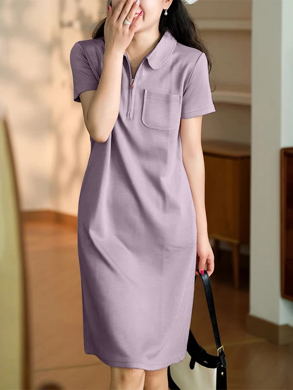   Col ort Sve coton Dr femme ample Midi genou longueur coupe droite jupe décontracté été Faion t-shirt Dr