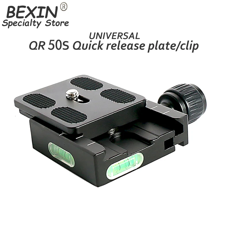 BEXIN QR-50S مربع المشبك لوحة محول مع Gradienter الإفراج السريع لوحة ل كرة ثلاثية رئيس Arca السويسري RRS Wimberley